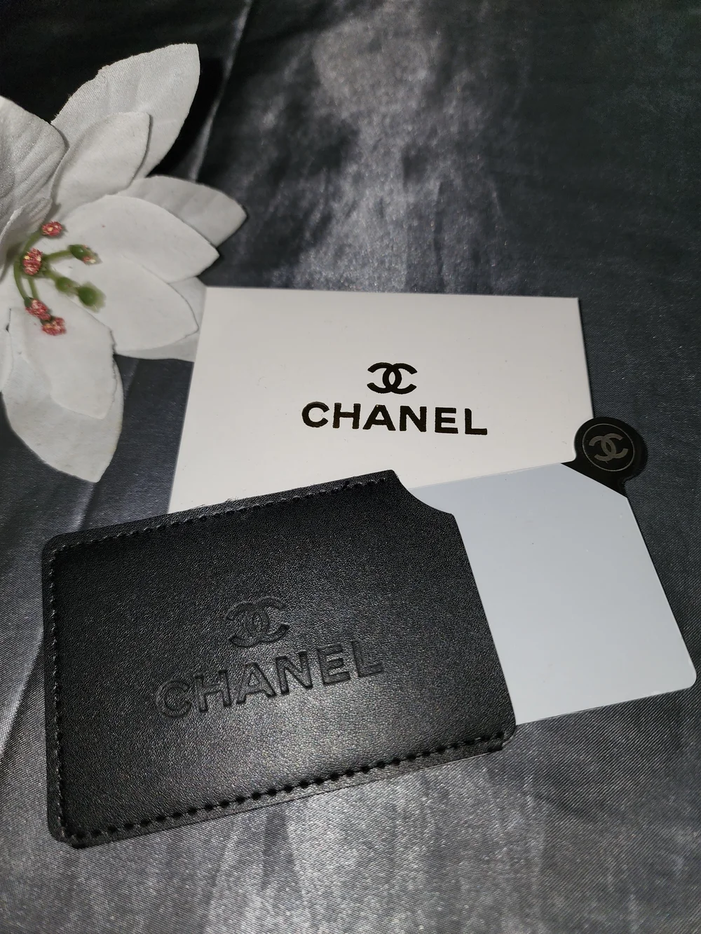 Chanel Pocket Mirror with SUPER COOL BLACK Mirror Sleeve/ Card Holder (GWP)